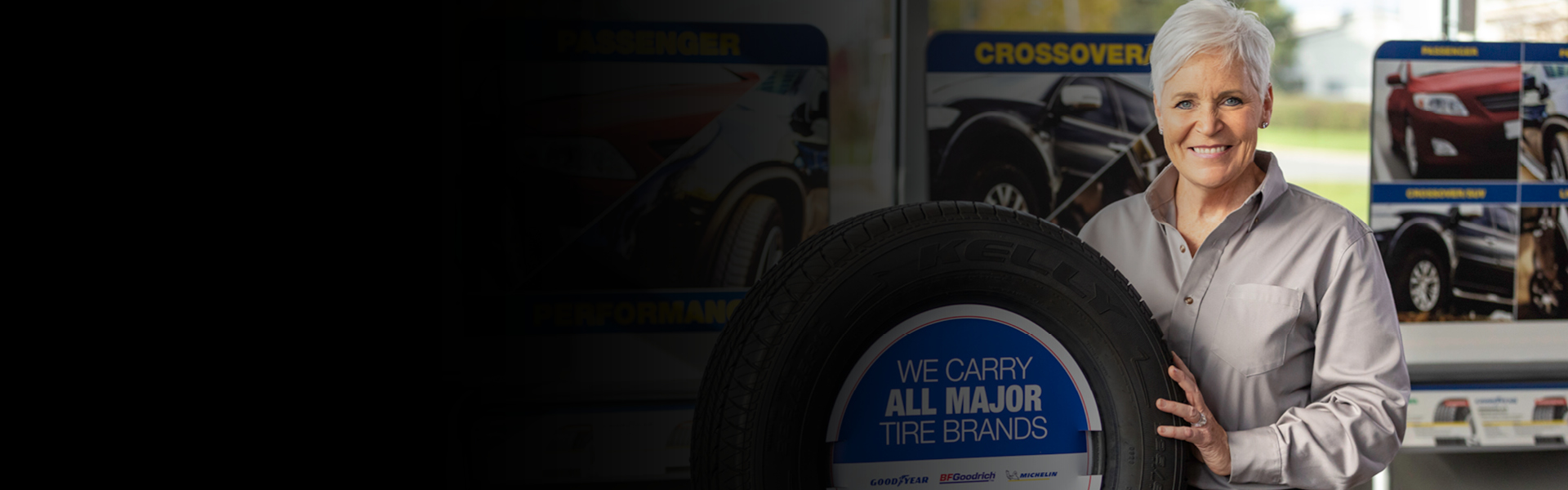 manager with brand name tires